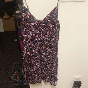 Express black pink floral spaghetti strap dress
